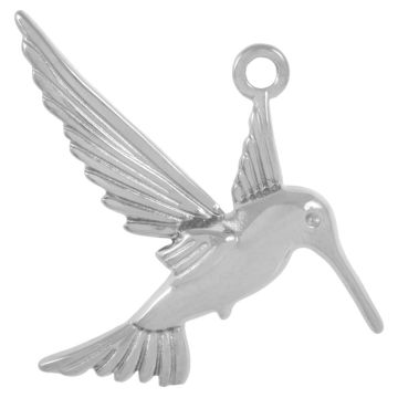 Stainless Steel Charm Hummingbird (32.5 x 22.5 x 3.5 mm) Antique Silver (2 pcs)