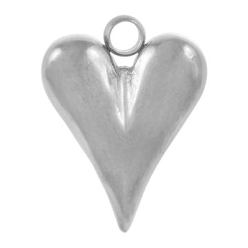 Stainless Steel Charm Heart (15 x 12 x 3.5 mm) Antique Silver (2 pcs)