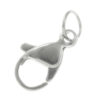 Stainless Steel Lobster Clasp with Jump Ring (12 x 6 mm) Antique Silver (5 pcs)