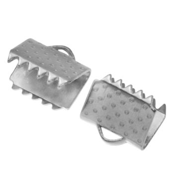 Stainless Steel Ribbon End (7.5 x 8.5 mm) Antique Silver (20 pcs)