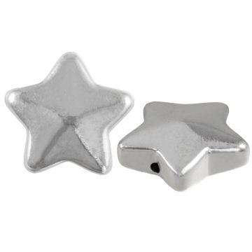 Electroplated Glass Beads Star (13 x 13.5 x 5.5 mm) Silver (5 pcs)