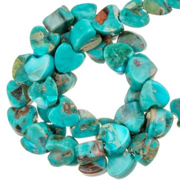 Imperial Jasper Beads Hearts (6 x 6 x 3 mm) Blue Turquoise (70 pcs)