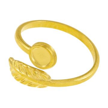 Stainless Steel Cuff Ring Cabochon Setting (4 mm) 18K Gold Ion Plated (1pcs)