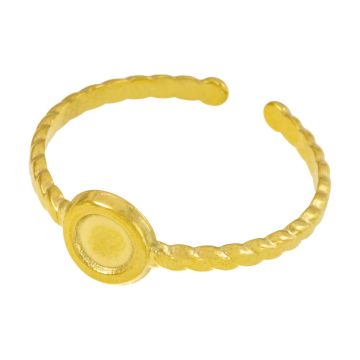 Stainless Steel Cuff Ring Cabochon Setting (4 mm) 18K Gold Ion Plated (1pcs)