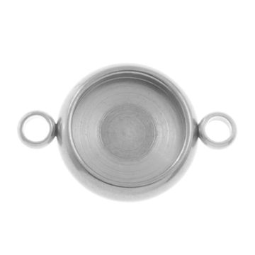 Stainless Steel Connector Cabochon Setting (8 mm) Antique Silver - Ion Plated (10 pcs)