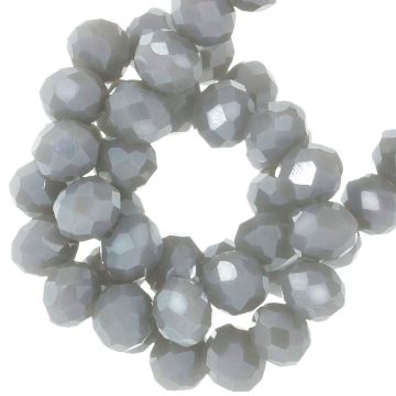 Electroplated Faceted Rondelle Glass Beads (4 x 3 mm) Cool Grey (110 pcs)