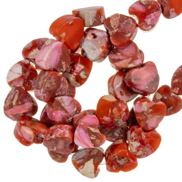 Imperial Jasper Beads Hearts (6 x 6 x 3 mm) Rusty Red (70 pcs)