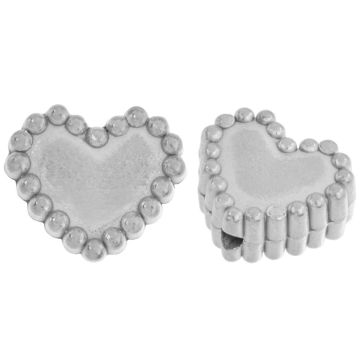 Stainless Steel Bead Heart (8.5 x 10 x 4.5 mm) Antique Silver (2 pcs)