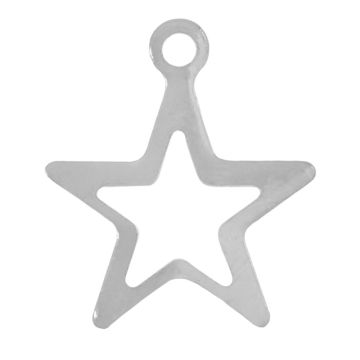 Stainless Steel Charm Star (14.5 x 12.5 x 0.6 mm) Antique Silver (10 pcs)