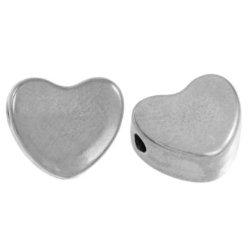 Stainless Steel Bead Heart (8 x 9 x 4.5 mm) Antique Silver (2 pcs)