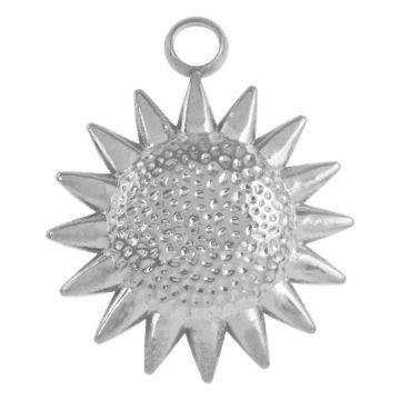 Stainless Steel Charm Sun (16.5 x 13.5 x 3 mm) Antique Silver (2 pcs)