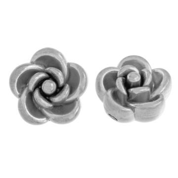 Stainless Steel Beads Rose (10 x 6 mm) Antique Silver (2 pcs)