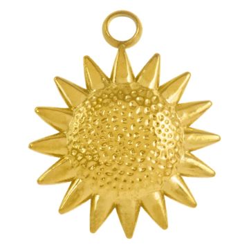 Stainless Steel Charm Sun (16.5 x 13.5 x 3 mm) Gold (2 pcs)