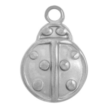 Stainless Steel Charm Ladybug (12.5 x 8.5 x 2.5 mm) Antique Silver (5 pcs)