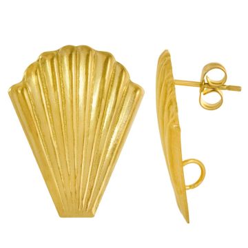 Stainless Steel Stud Earrings Shell (25 x 20.5 mm) Gold (2 pcs)