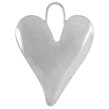 Stainless Steel Pendant Heart (33 x 25 x 3 mm) Antique Silver (1 pcs)