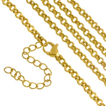 Stainless Steel Necklace Small Links  (45 cm) Gold (1 pcs)