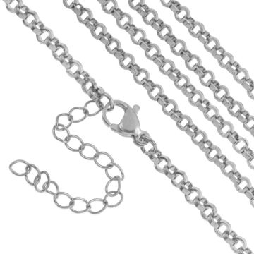 Stainless Steel Necklace Small Links  (45 cm) Antique Silver (1 pcs)