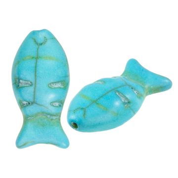 Turquoise Fish Beads (17 x 17 x 8 mm) Blue Turquoise (5 pcs)
