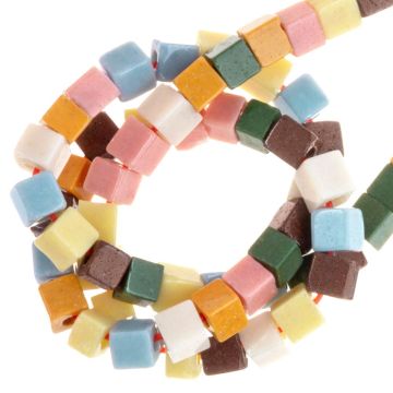 Ceramic Beads Cube (2.5 x 2.5 mm) Mix Color (150 pcs)
