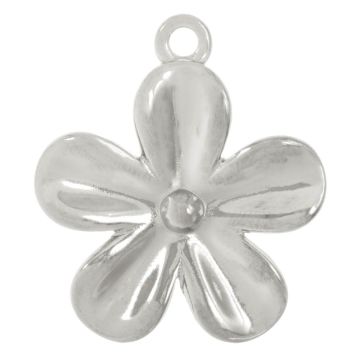 Stainless Steel Pendant Flower (28 x 24 x 2.5 mm) Antique Silver (1 pcs)