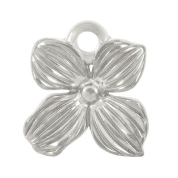 Stainless Steel Charm Flower (17 x 15 x 3.5 mm) Antique Silver (2 pcs)