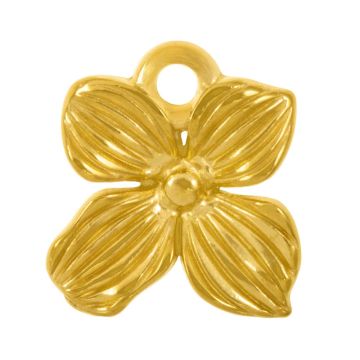Stainless Steel Charm Flower (17 x 15 x 3.5 mm) 18K Gold Ion Plated (2 pcs)