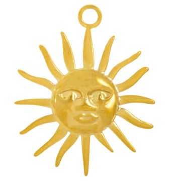 Stainless Steel Pendant Sun (30 x 24.5 x 3 mm) Gold (1 pcs)
