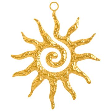 Stainless Steel Pendant Sun (40.5 x 33 x 2 mm) Gold (1 pcs)