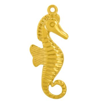 Stainless Steel Pendant Seahorse (30 x 11 x 3.5 mm) 18K Gold Ion Plated (1 pcs)