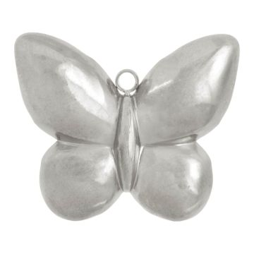 Stainless Steel Pendant Butterfly (27 x 23 x 3 mm) Antique Silver (1 pcs)