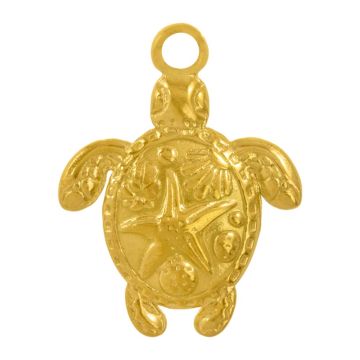 Stainless Steel Pendant Turtle (23 x 18 x 3 mm) 18K Gold Ion Plated (2 pcs)
