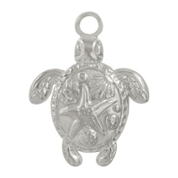 Stainless Steel Pendant Turtle (23 x 18 x 3 mm) Antique Silver (2 pcs)