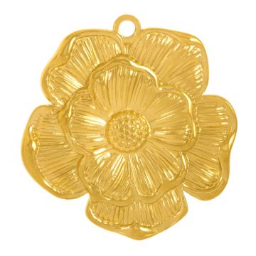 Stainless Steel Pendant Flower (27 x 25 x 2.5 mm) 18K Gold Plated (1 pcs)