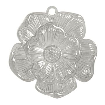 Stainless Steel Pendant Flower (27 x 25 x 2.5 mm) Antique Silver (1 pcs)