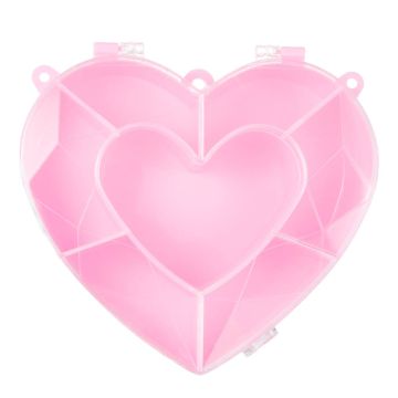 Storage Box Heart 7 Compartments (14 x 13 x 3.1 cm) Pink