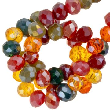 Electroplated Faceted Rondelle Glass Beads (3.5 x 3 mm) Autumn Glow AB (130 pcs)