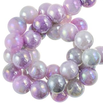 Electroplated Glass Beads (8 mm) Fair Orchid AB (100 pcs)