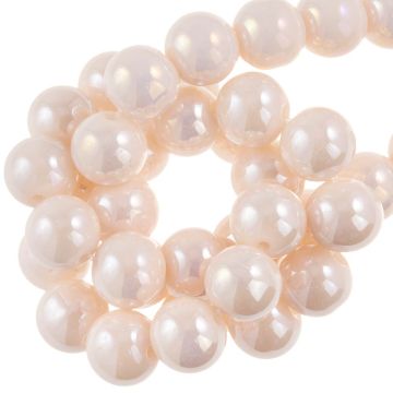 Electroplated Glass Beads (10 mm) Soft Pink AB (39 pcs)