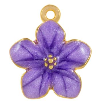 Enamel Charm Flower (17 x 14 x 2.5 mm) Amethyst Purple (3 pcs)