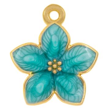 Enamel Charm Flower (17 x 14 x 2.5 mm) Blue Turquoise (3 pcs)