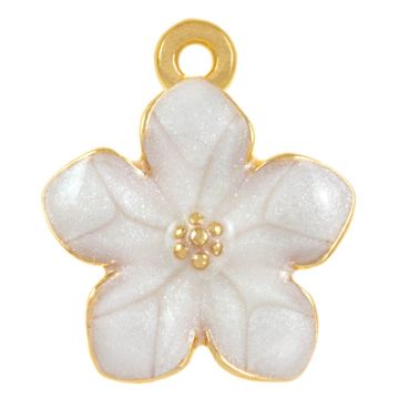Enamel Charm Flower (17 x 14 x 2.5 mm) Pearl White (3 pcs)