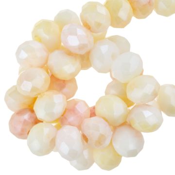 Electroplated Faceted Rondelle Glass Beads (6 x 5 mm) Creamy Blush AB (80 pcs)