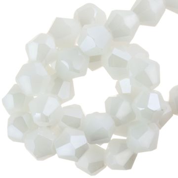 Electroplated Faceted Opaque Bicone Glass Beads (6 mm) Ivory White (45 pcs)