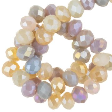 Electroplated Faceted Rondelle Glass Beads (3.5 x 3 mm) Vanilla Sky AB (130 pcs)