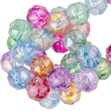 Electroplated Faceted Round Glass Beads (8 mm) Mix Color Rainbow AB (50 pcs)