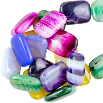 White Agate Beads ((18 x 13 x 5 mm) 10 pcs