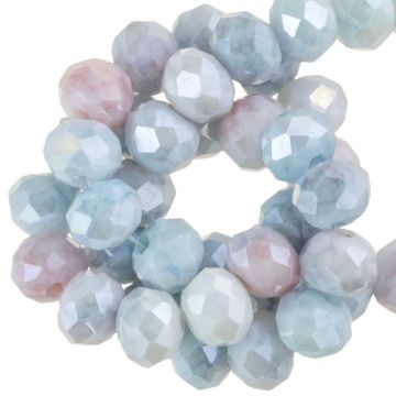 Electroplated Faceted Rondelle Glass Beads (6 x 5 mm) Berry Sky AB (80 pcs)