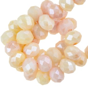 Electroplated Faceted Rondelle Glass Beads (6 x 5 mm) Peach Blossom AB (80 pcs)