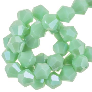 Electroplated Faceted Opaque Bicone Glass Beads (6 mm) Mint Green (45 pcs)